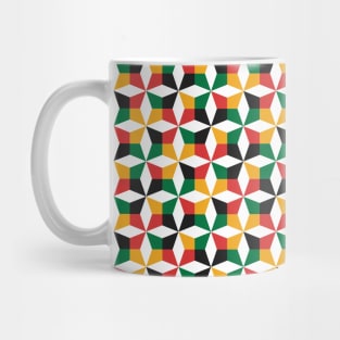 Geometric Diamond Pattern (Rasta Colours) Mug